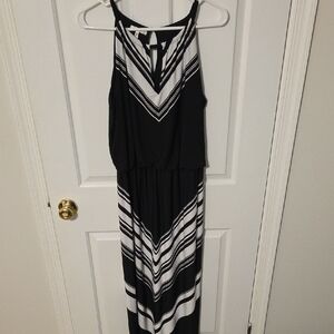 Maurices Black and White Chevron Maxi Dress
